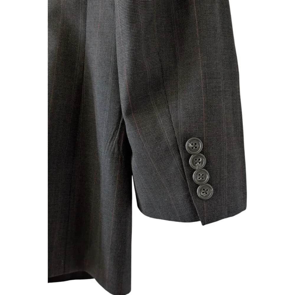 Vintage 90s Burberrys' Pure Wool Grey Pinstripe Blazer 40S